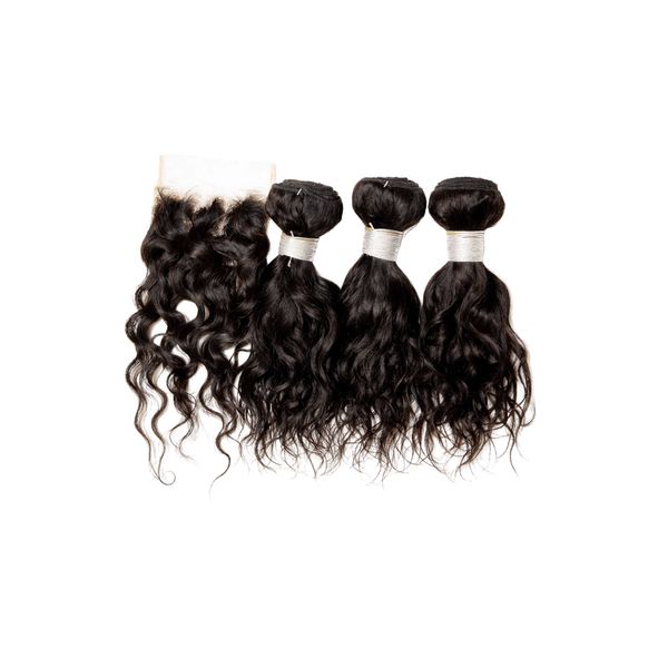 French Curl Brazilian Hair 10 Inches 3 Bundles &amp; 8 Inches 4x4 Closure