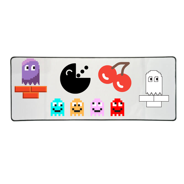 Katz Designs - Long Desk Mouse Pad - Pac Man