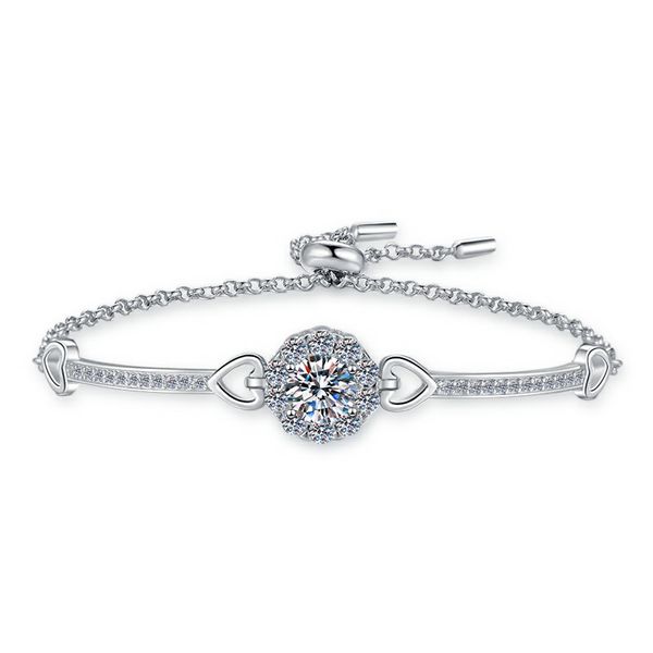Adjustable 1CT Moissanite Bracelet | 925 Sterling Silver Slider Bead Bangle