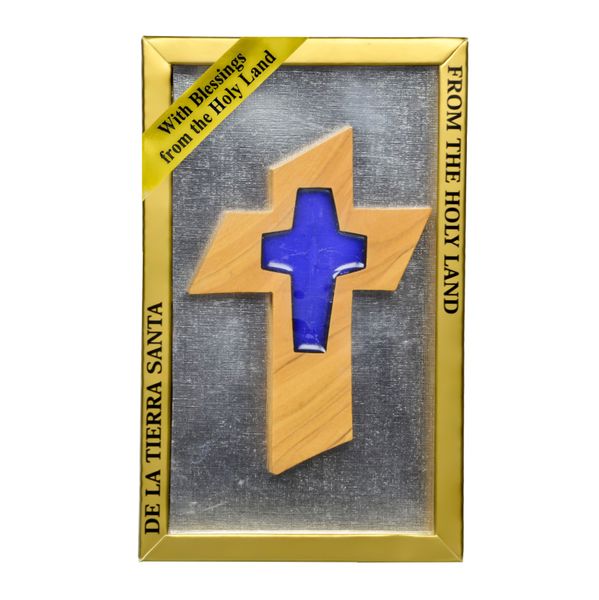Olive Wood Cross with Cross Image