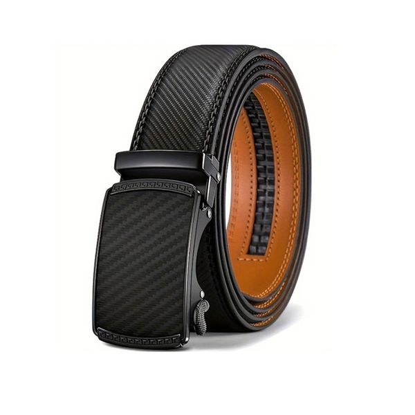 Men's Genuine Leather Belt-Automatic Buckle, Double-Layer Cowhide