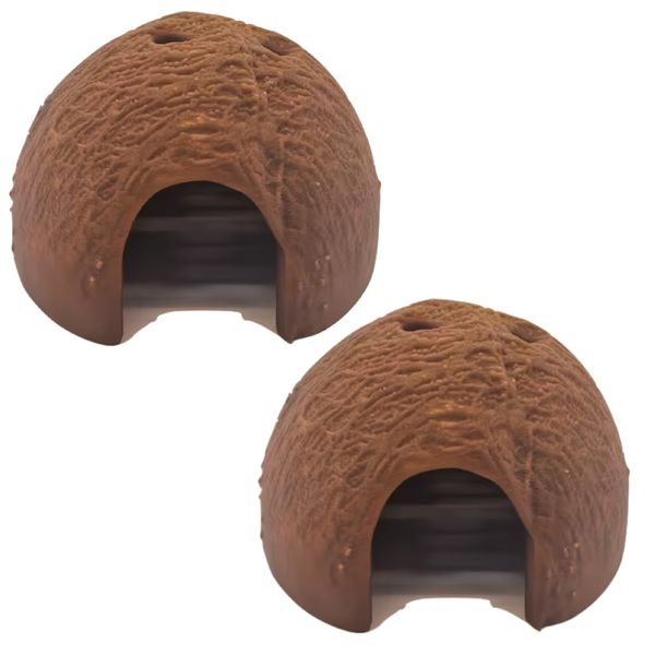 Pet 2-Piece Coconut Shell Reptile Hideout Shelter - 8.5cm x 5.6cm
