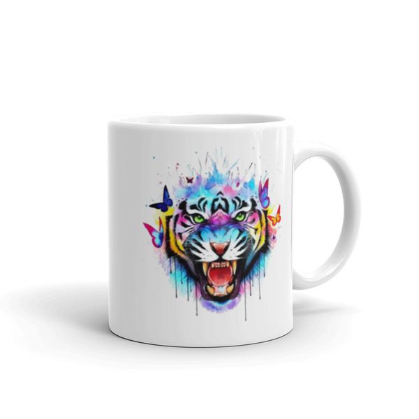 Imaging Architects Colorful Butterfly Tiger White Glossy Mug