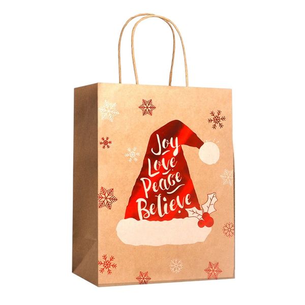 12-Piece Christmas Kraft Gift Bags - Multicolor