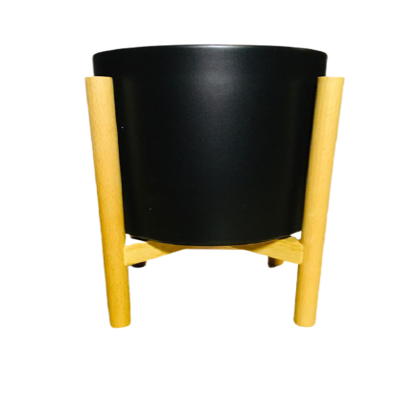 Black Ceramic Planter with Stand