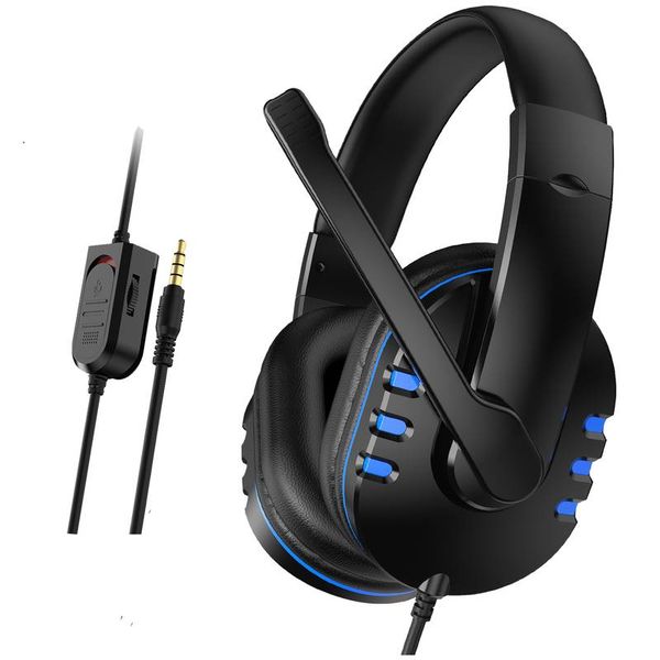 Aux Gaming Headset With Adjustable Mic Compatible with P5-Black-Blue