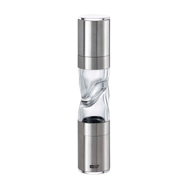 AdHoc Salt &amp; Pepper Grinder 2-in-1: Clear/Steel: German Brand 4.5x22cm