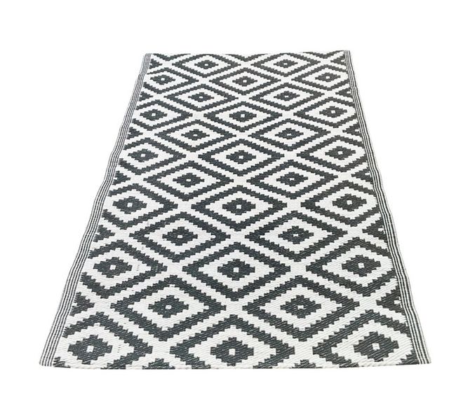Diamond Outdoor Rug Dark Grey/White