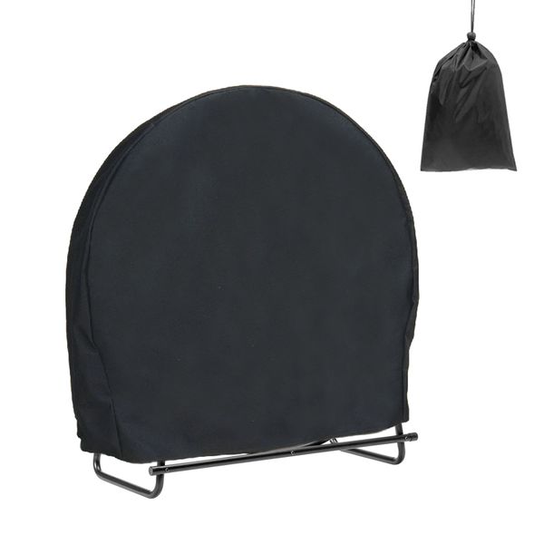 Black Firewood Rack Cover 102x61x104 Centimeter Oxford Fabric
