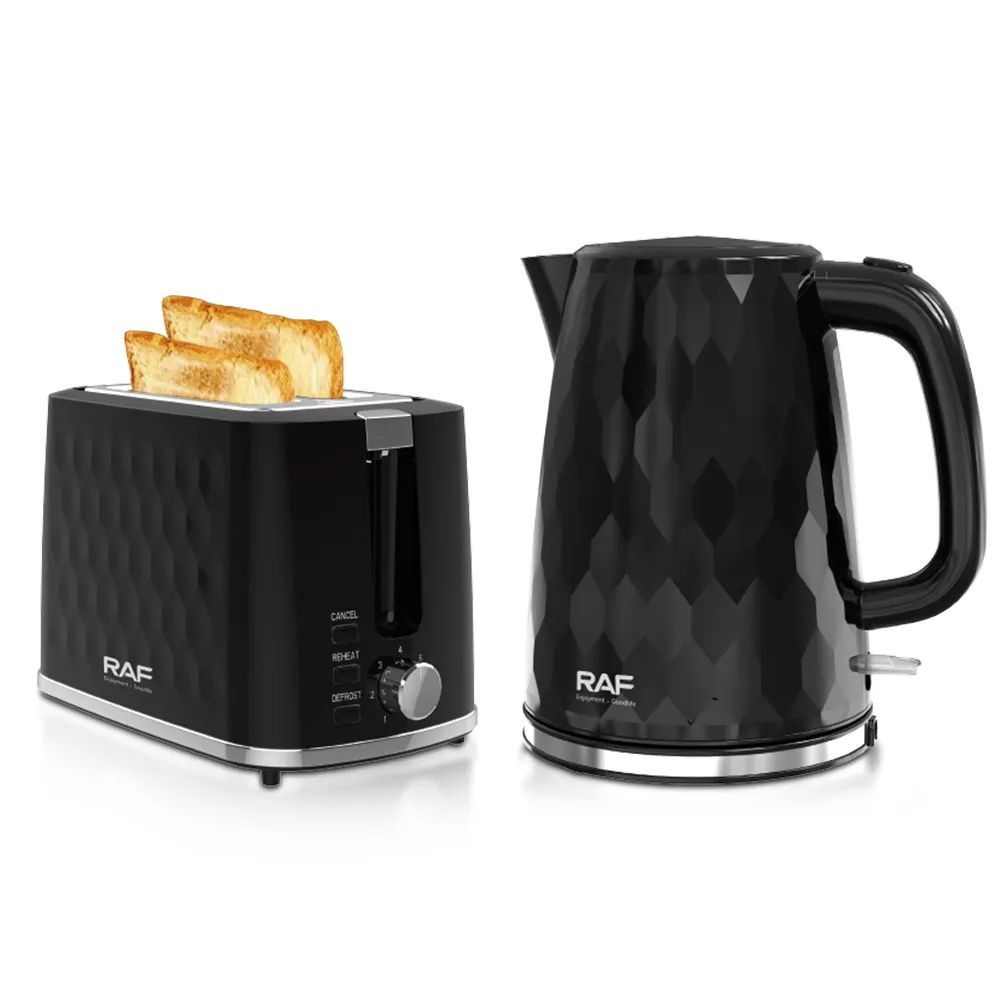 2-in-1 Breakfast Set with Electric Teapot and 2-Piece Toaster Combination