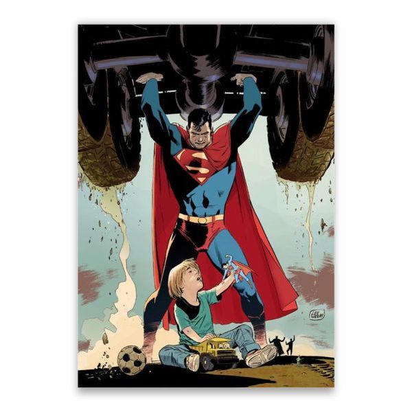 Superman Lifts Car Poster - A1