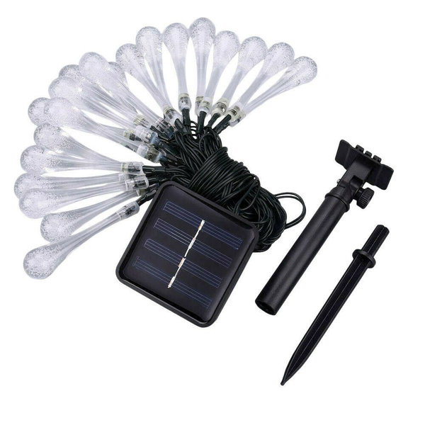 5M Cool White LED Solar Powered Water Drop Fairy Light