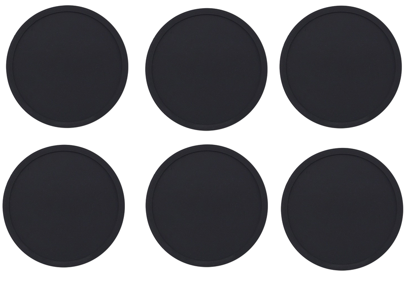 6Pcs Black Round Silicone Coasters: Anti - Spill &amp; Non - Slip