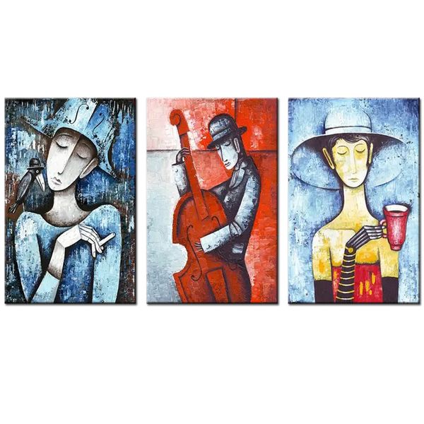 Canvas-Art-3 Pieces Red &amp; Blue Nordic Abstract Wall Art