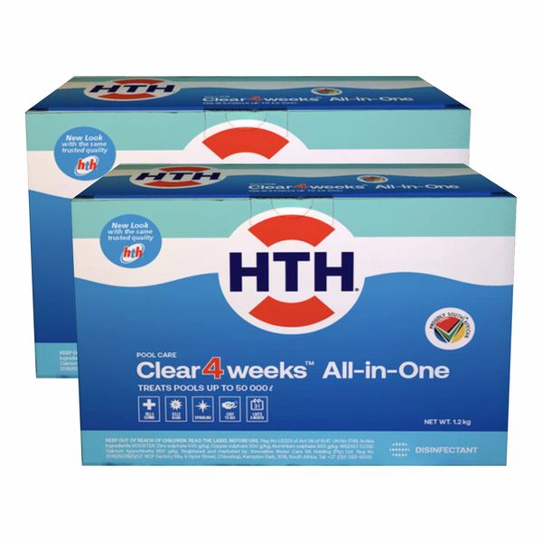 2 x HTH - Clear 4 Weeks All-in-One Pool Care 1.2kg