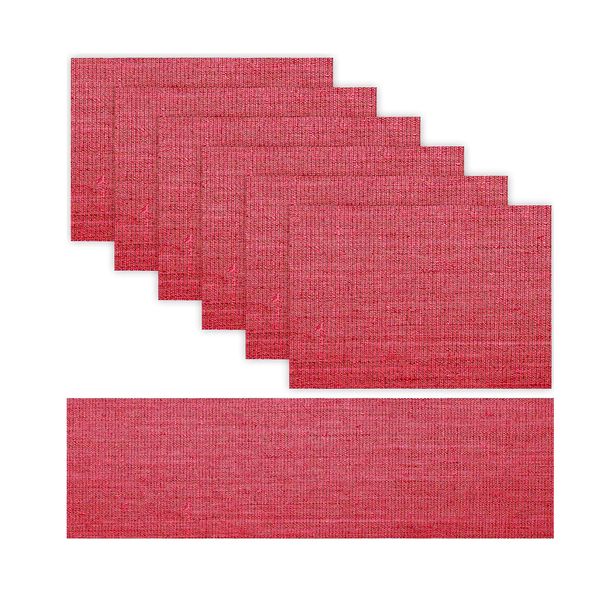 Heat-Resistant Vinyl Placemats Set of 6 with Table Runner