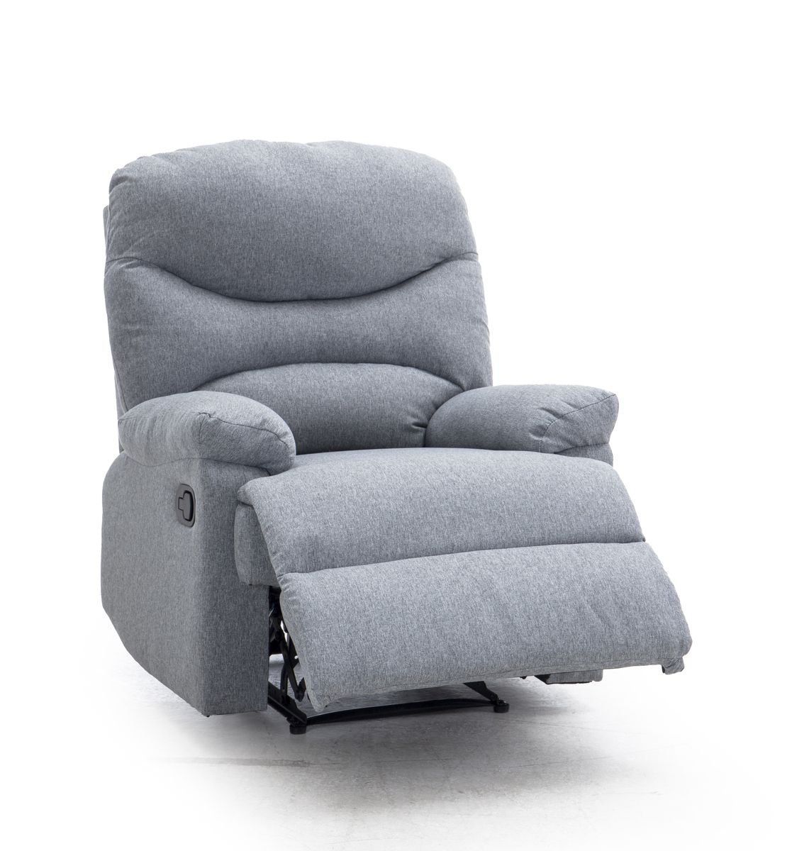 Grey Fabric Recliner Chair with Plush Cushion and Adjustable Footrest