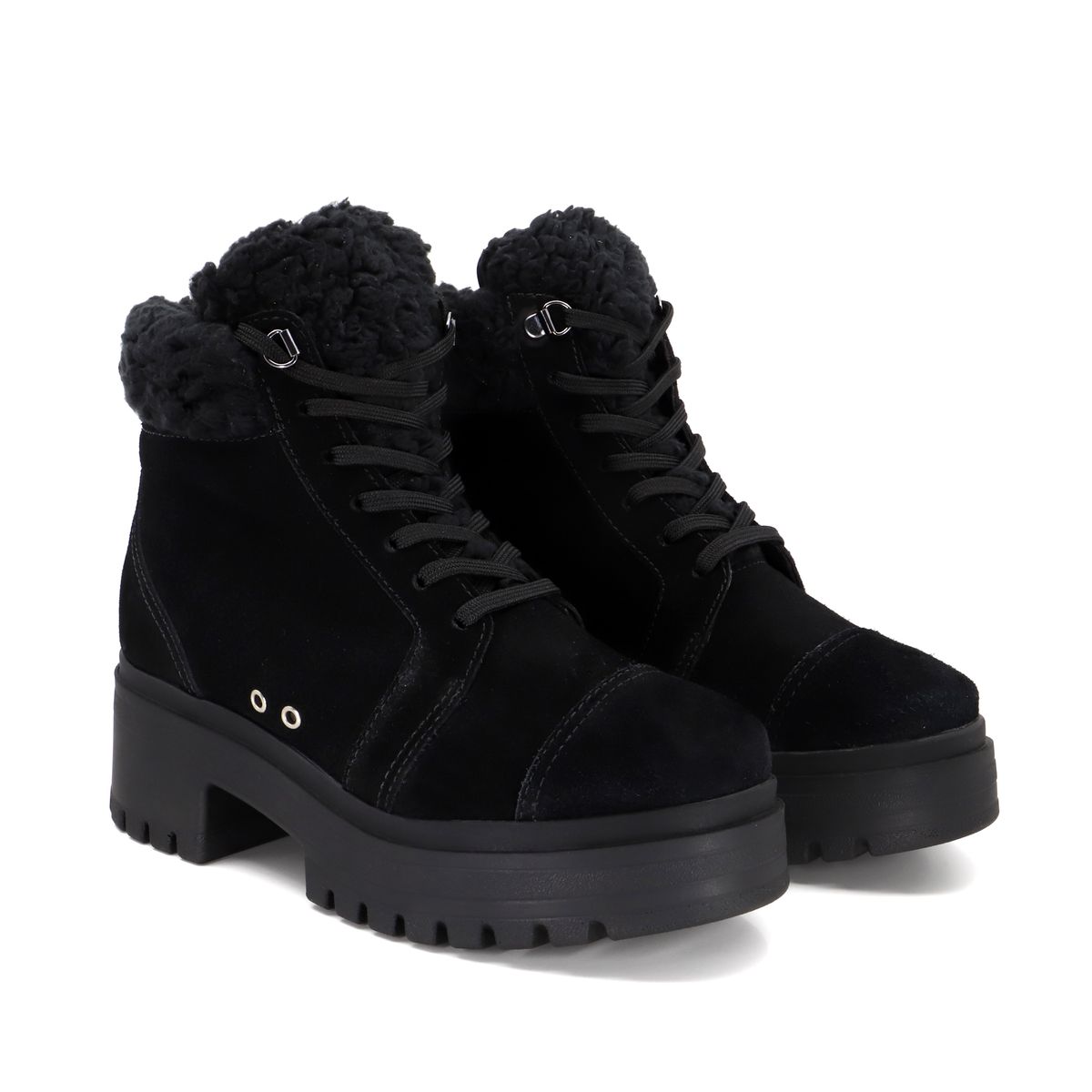 Usaflex Suede Boots With Fur Accent - Black | Shop Today. Get it ...