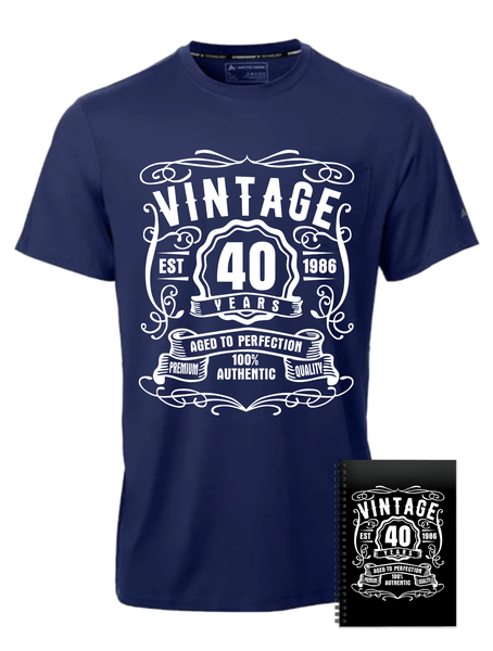 Vintage 40 Years Old Est 1986 Birthday Gift Navy T-shirt
