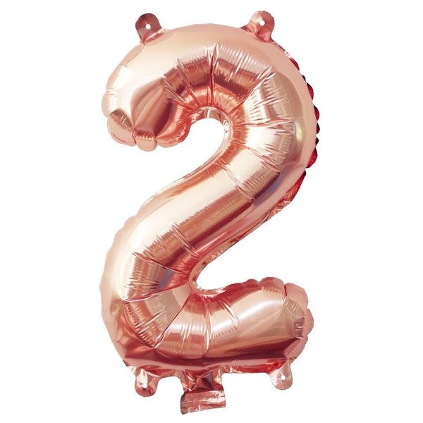Bubblebean - Rosegold Bunched Party Helium Number 2 Balloons