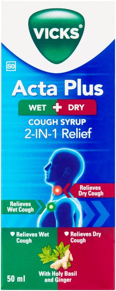 Vicks Acta Plus Wet &amp; Dry Cough Syrup (50ML)