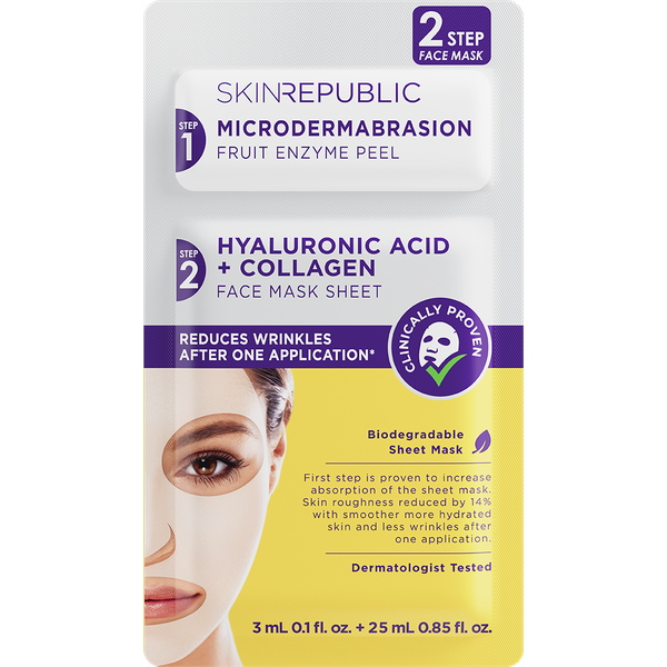Skin Republic 2 Step Hyaluronic Acid + Collagen Face Mask Sheet