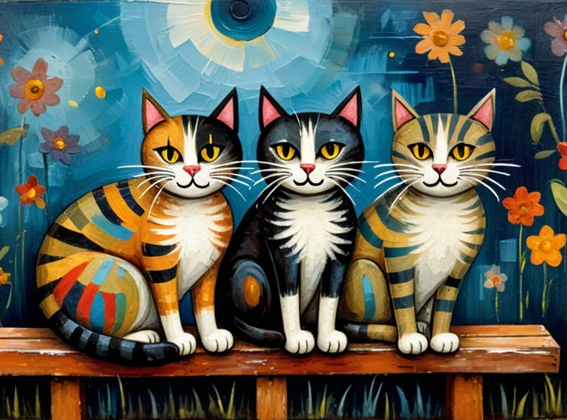 Canvas Wall Art Home Decor - Smiling Cats