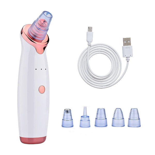 Blackhead Remover Vacuum Pore Cleaner With 5 Replaceable Heads - White
