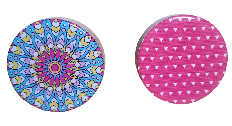 2 Doorknobs - Kaleidoscope Pink