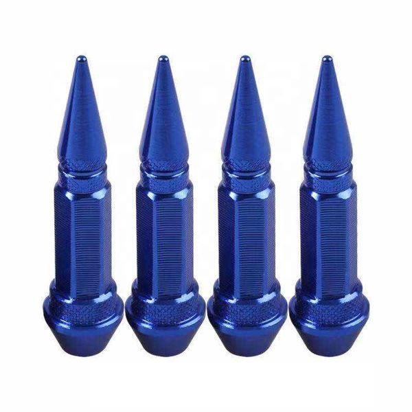 Tyre Valve Caps Spike Style 60mm Length - 4 Piece - Silver