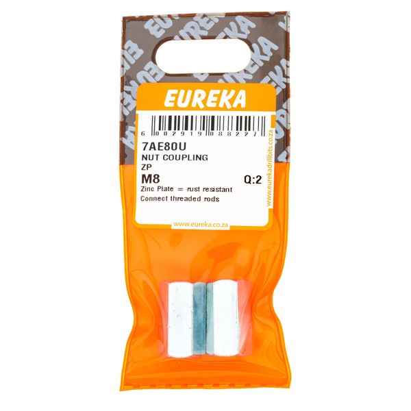 EUREKA Coupling Nut Zinc Plated M8 Q:2 7AE80U