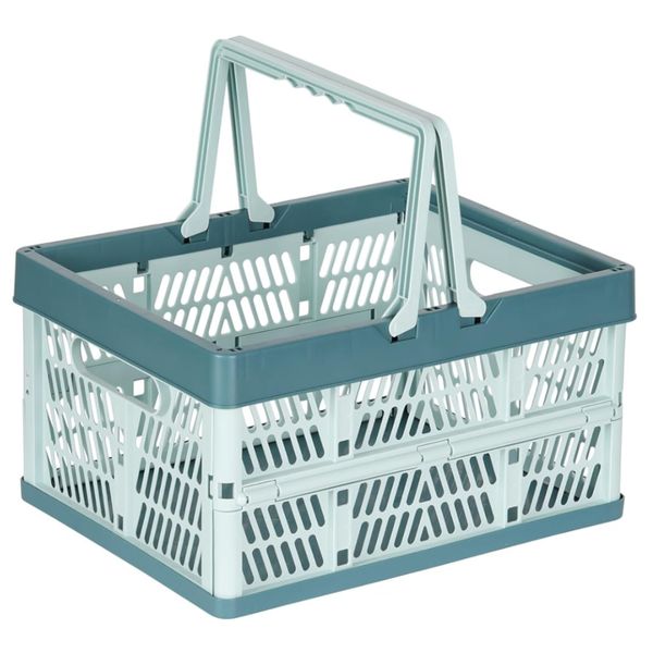 Collapsible Plastic Storage Crate with Handles - Multipurpose Organizer