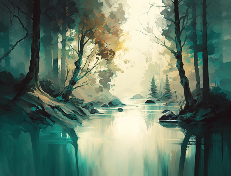 Canvas Wall Decor - Fancy Artwork Living Room River - B1254
