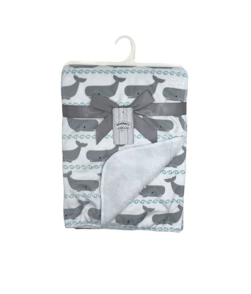 Mothers Choice Micromink Furlined Baby Blanket - Whales