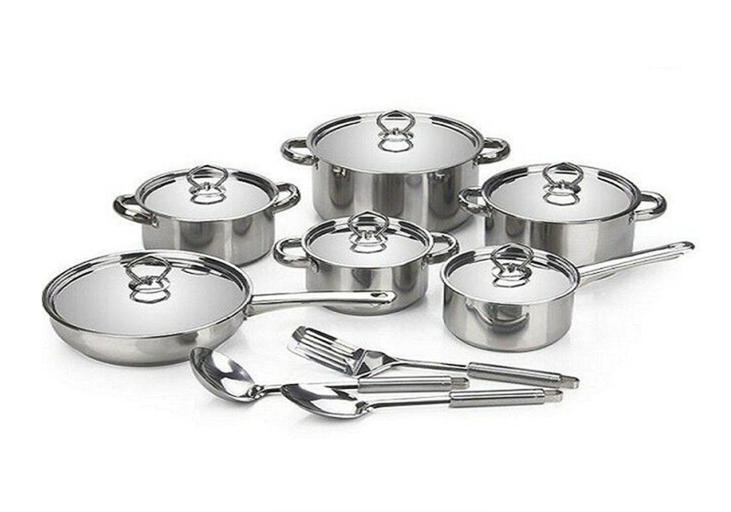 15 Pcs Heavy Bottom Stainless Steel Cookware Set