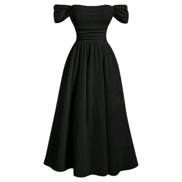GlammeFab Off-Shoulder Ruffled Summer Dress Black