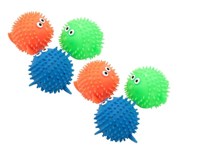 6 Pieces Playing Water Puffer Fish Ball - Blue, Green, Orange
