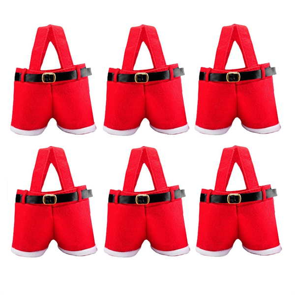 6-Pack Christmas Santa Pants Gift Bags, Small Candy Bags, Xmas Parties Deco
