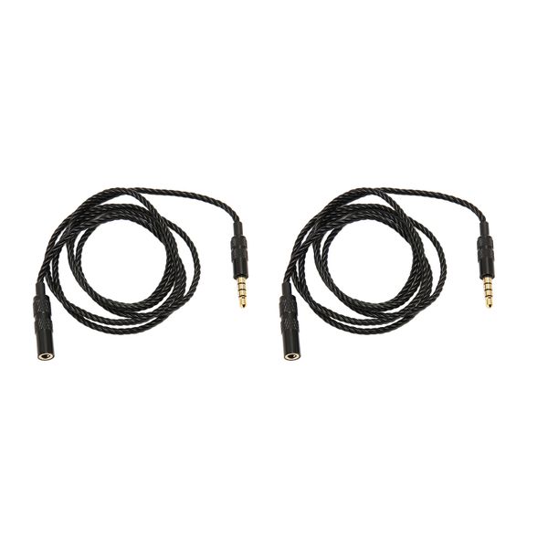 2Piece 3.5mm Male to 3.5mm Female Headphone Cable for Smartphone 3.3ftBlack