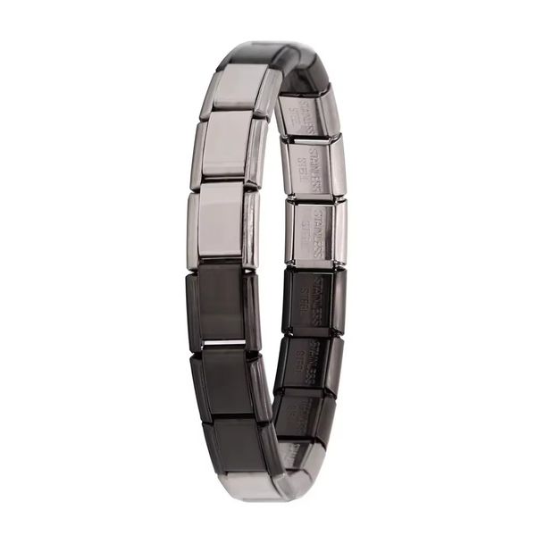 Charm 18 Inter-Link Bracelet Black and Silver Shiny - 9mm