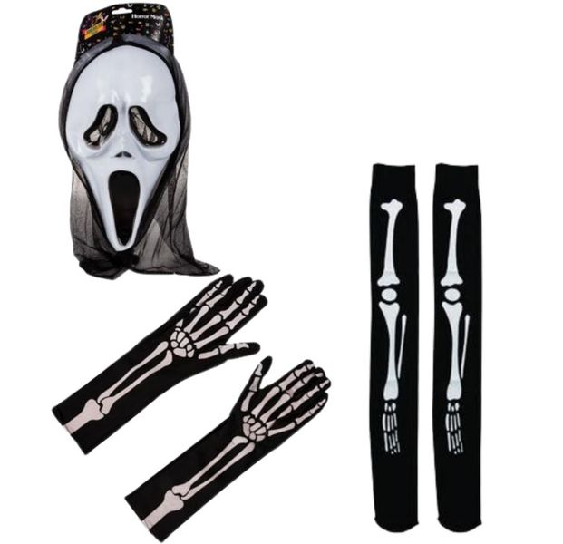 Skeleton Costume Accessories Set - Mask, Arm, and Leg Stockings