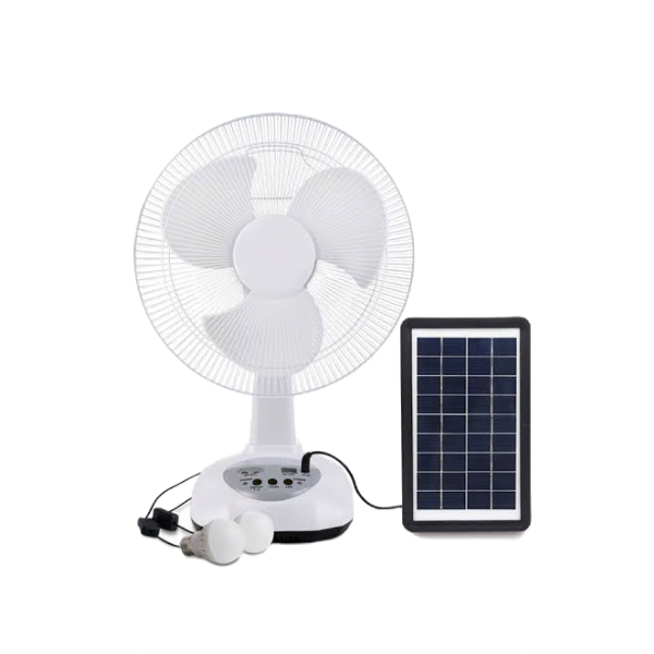 Solar 12Inch Rechargeabel Fan and LED Light with Metal Mini Wallpaper