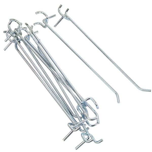 Pegboard-Hooks Single-Prong 175mm 10 Pieces Per Pack - 2 Pack
