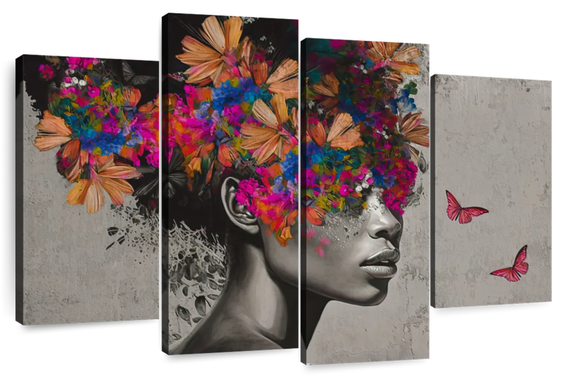 Canvas Art - Proud African Beauty 4 Piece Abstract Canvas Wall Art Decor
