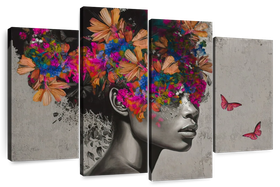 Canvas Art - Proud African Beauty 4 Piece Abstract Canvas Wall Art
