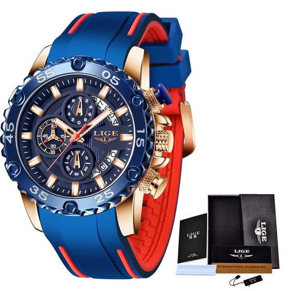 LIGE Assualt - Luxury Mens Chronograph Watch with Silicone Strap
