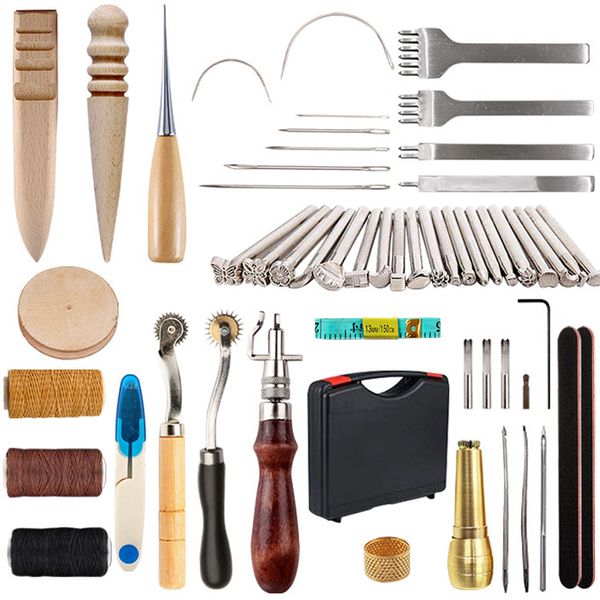 59 Pieces Leather Working Tools DIY Leather Craft Sewing Tools with box