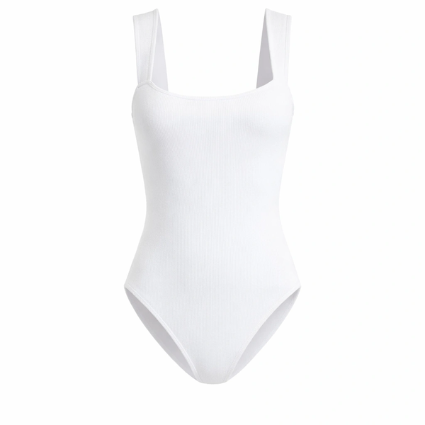 Square Neck Sleeveless Bodysuit - White