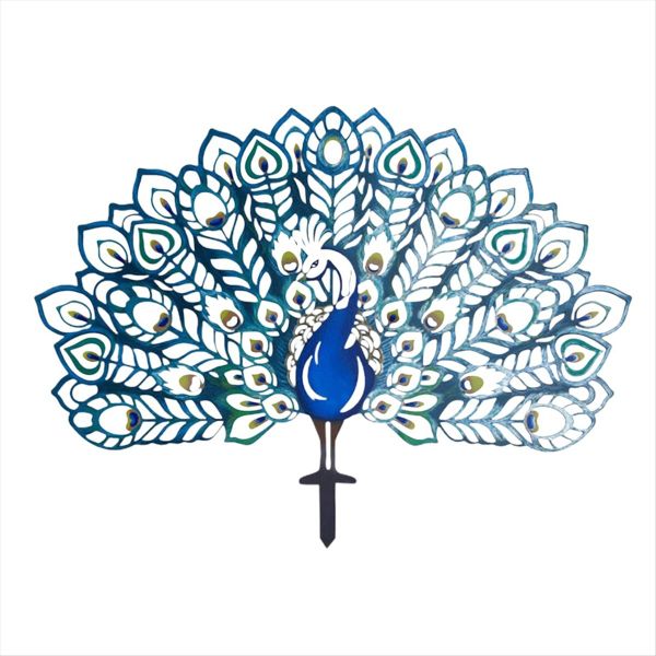 Metal Peacocks Garden Stake Yard Art Peacocks Statue Decorative White