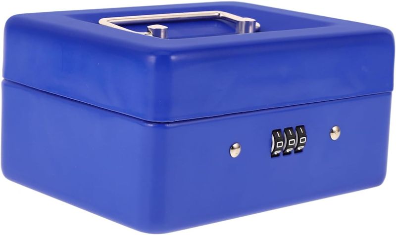 Metal Cash Box with Combination Lock Portable Lockable Money Organizer